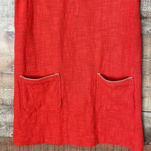 Fossil Sleeveless Textured Shift Dress Front Pockets Orange Size Small - Picture 3 of 8